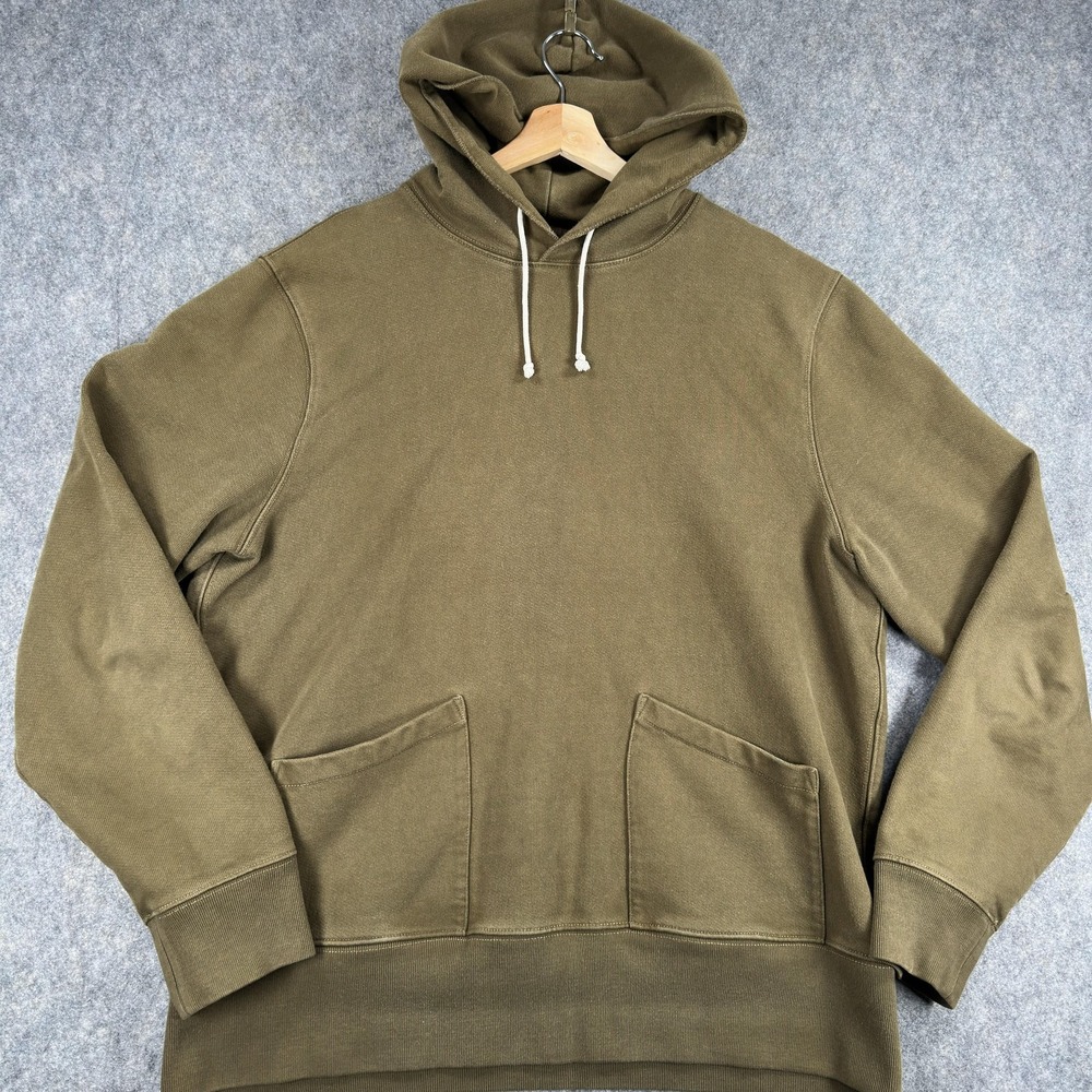 Wallace & Barnes Hoodie Mens XL Green Heavyweight Fleece Pullover Sweatshirt